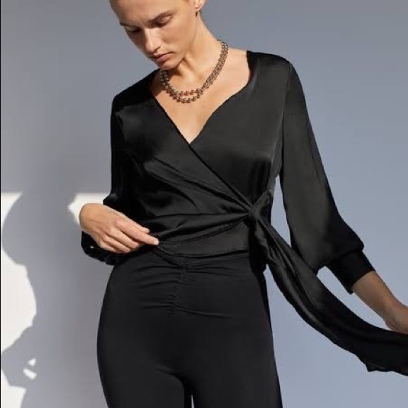 Zara Satin Effect Wrap Blouse - Picture 3 of 9